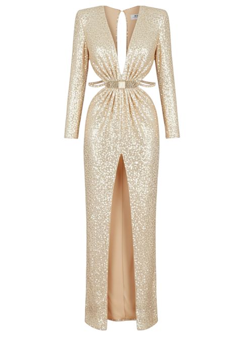 Abito Red Carpet in paillettes con cintura ELISABETTA FRANCHI | Abiti | ABR1561E2193